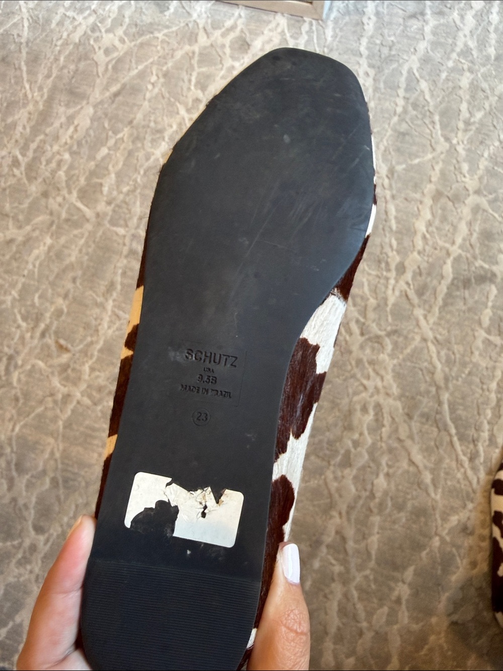 SCHUTZ Brown & White Cowhide Flats - Picture 3 of 3